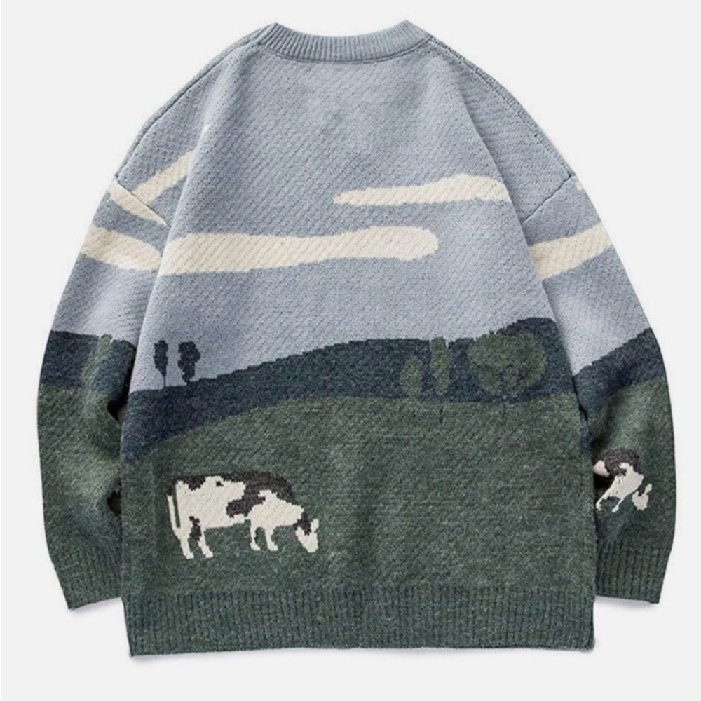 Vintage Sweater - Prairie Cow Pattern